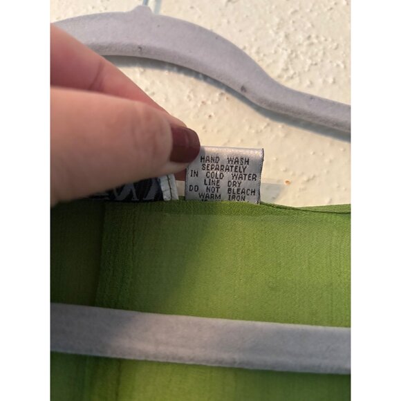 Vintage Boho Chic Green Embroidered Button-Down Tunic Top By CGNY Long Sleeve - Picture 5 of 14